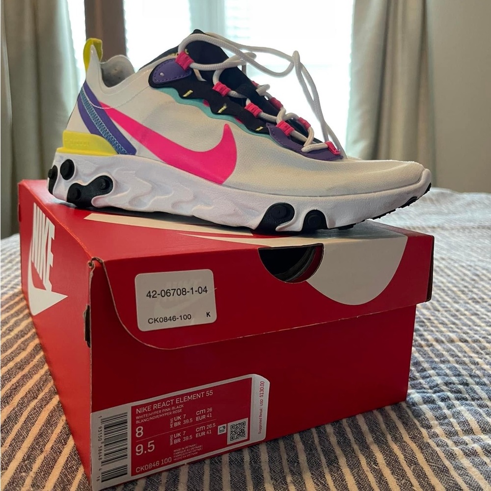 Like New Nike React Element 55 White Psychic Purp… - image 1